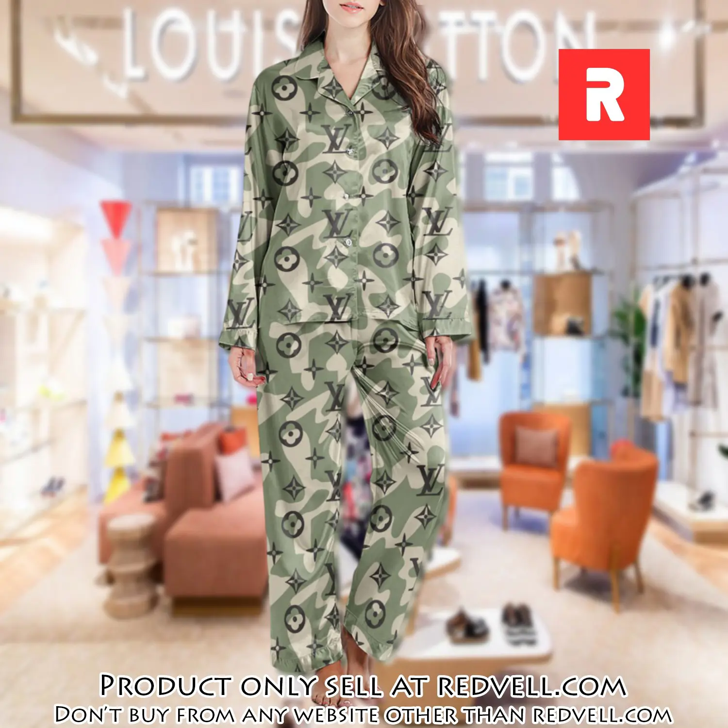 Lv monogram long satin pajama set pjs1004 rv5539452